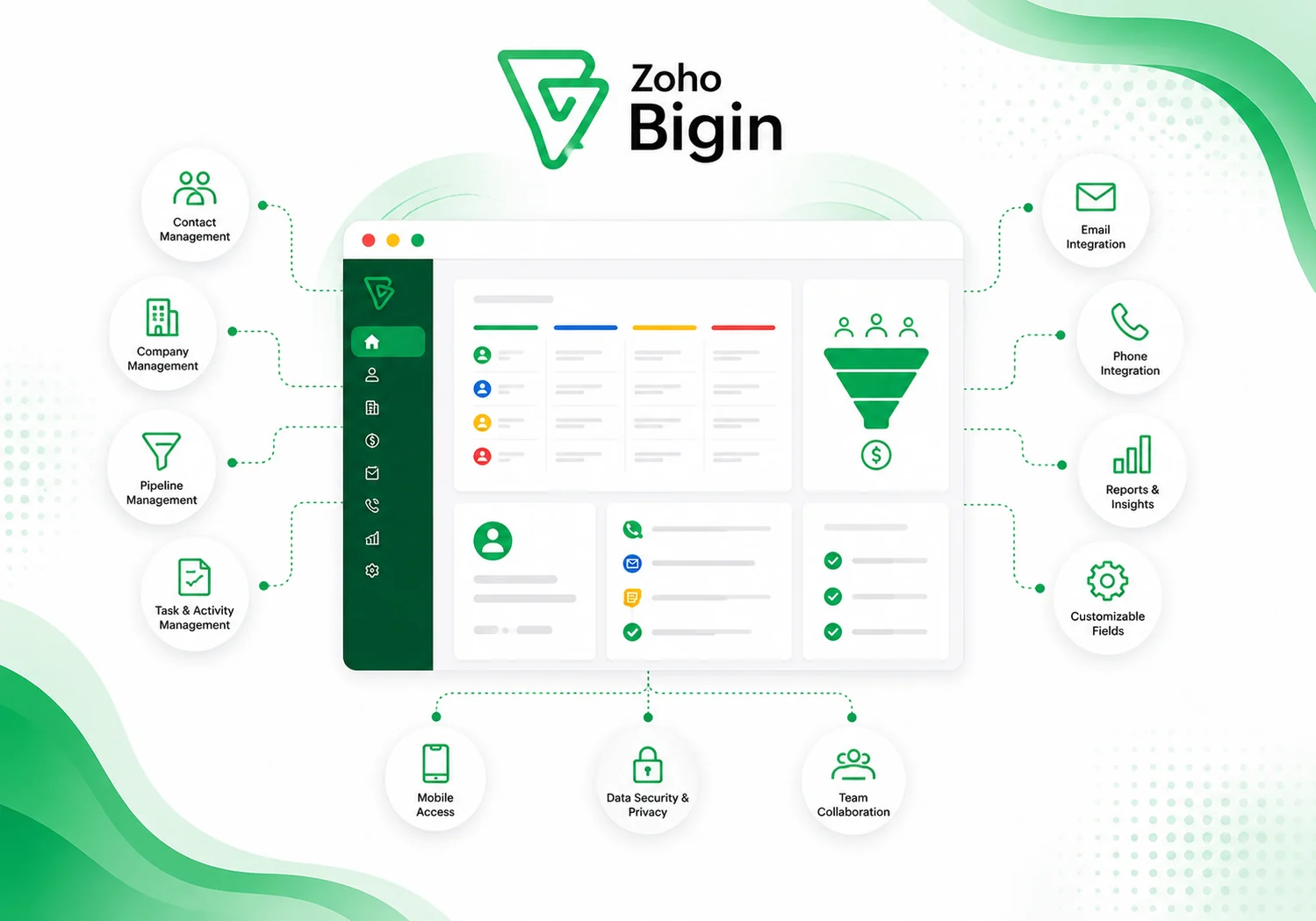 Zoho Bigin — a simple, pipeline-first CRM for small and growing businesses.